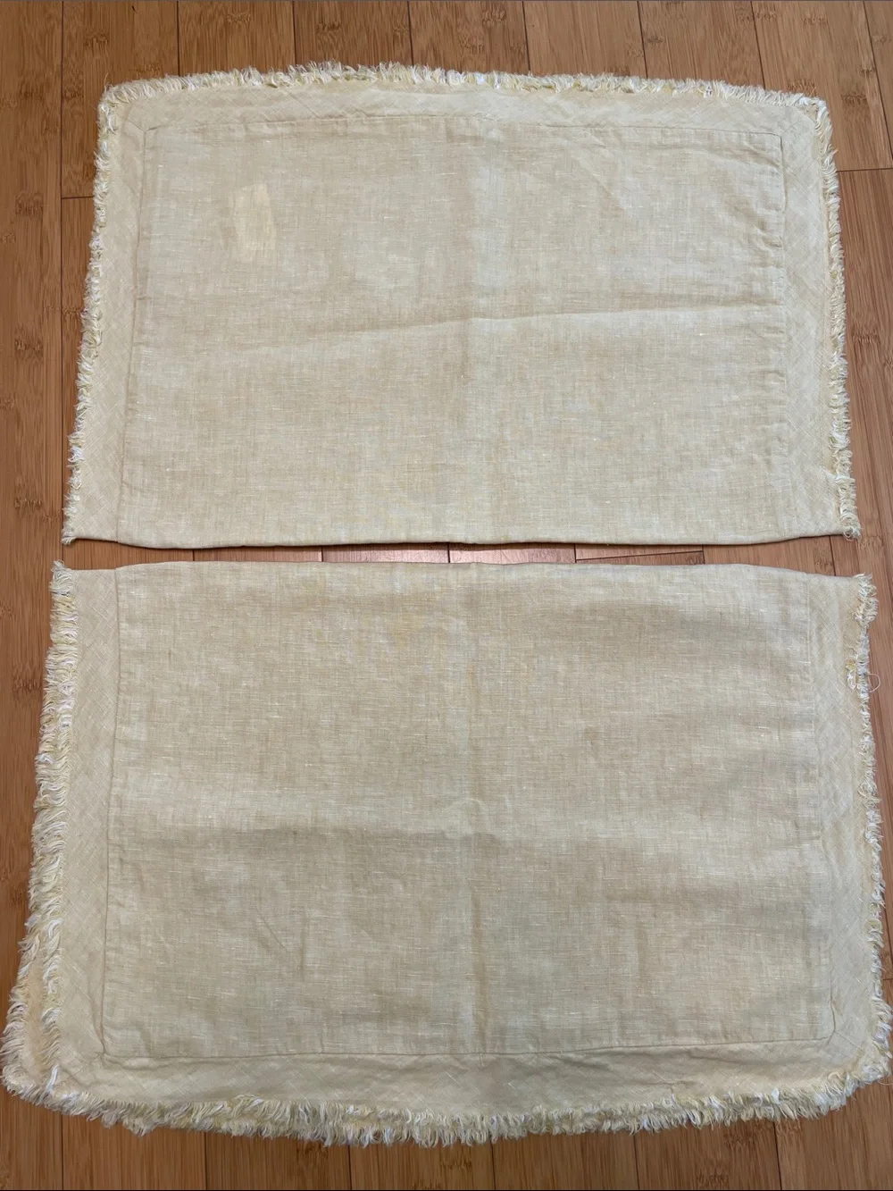 Pottery Barn Linen Standard Sham 20” x 26” Set of Two Fringe Edges